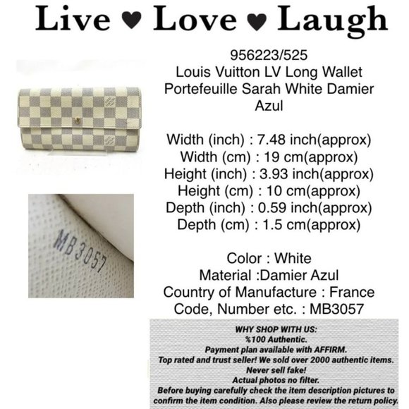 LOUIS VUITTON LONG WALLET PORTEFUILLE WHITE 956223 - Picture 2 of 10